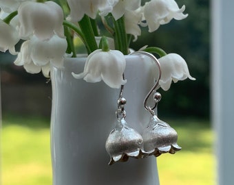 Lily of the Valley Earrings: Handmade Silver May Birth Flower Jewelry