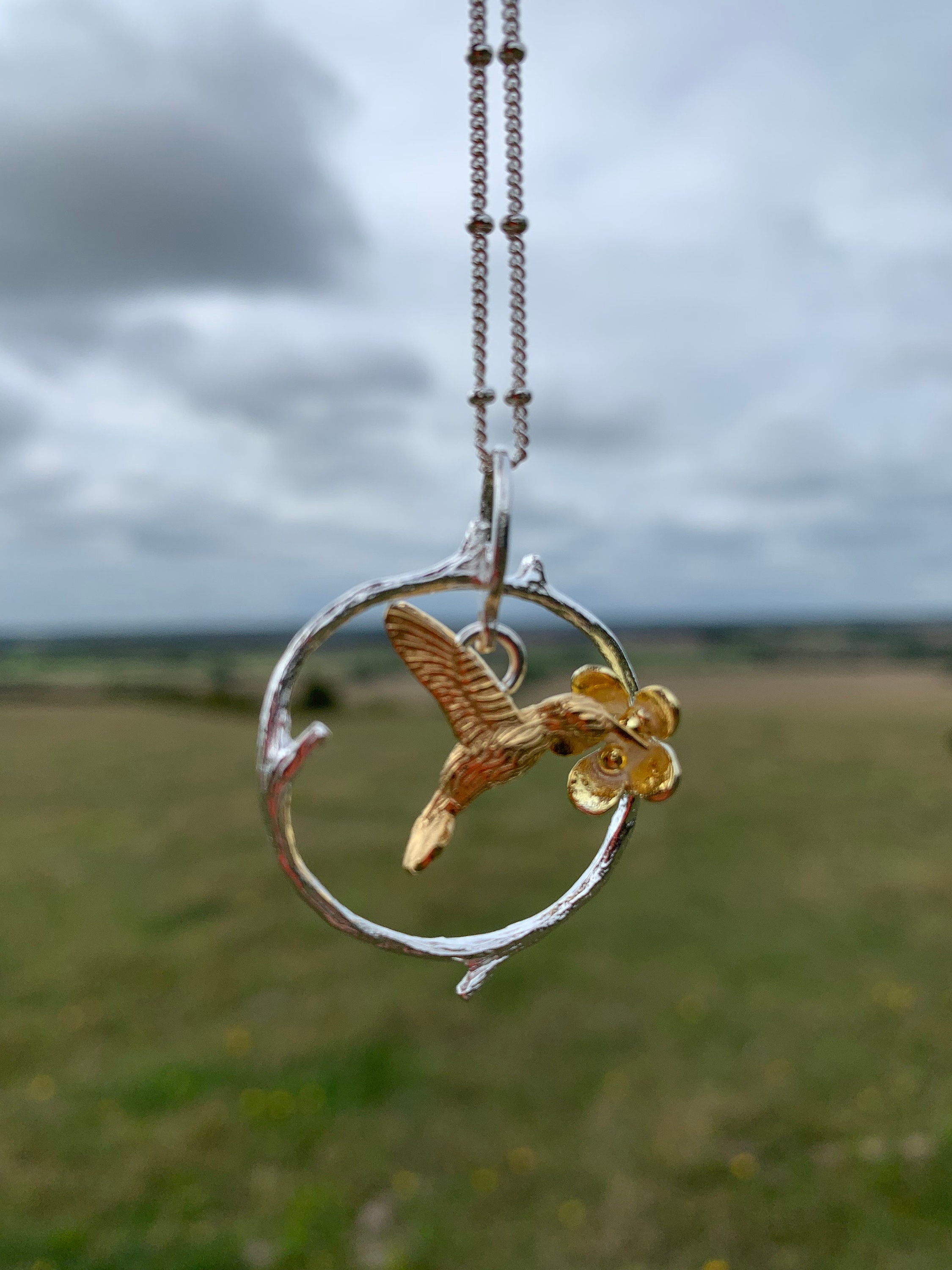 Hummingbird Pendant, solid silver bird , nature inspired jewellery, silver hummingbird,