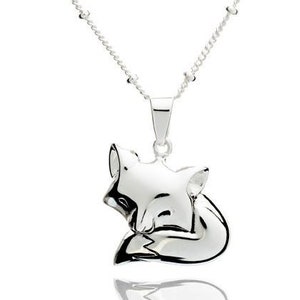 Sleeping Fox Pendant, animal jewellery, silver fox pendant, woodland necklace, British country side