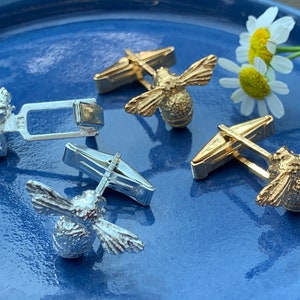 Solid silver Bee Cufflinks, wedding cufflinks