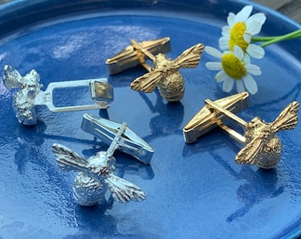 Solid silver Bee Cufflinks, wedding cufflinks