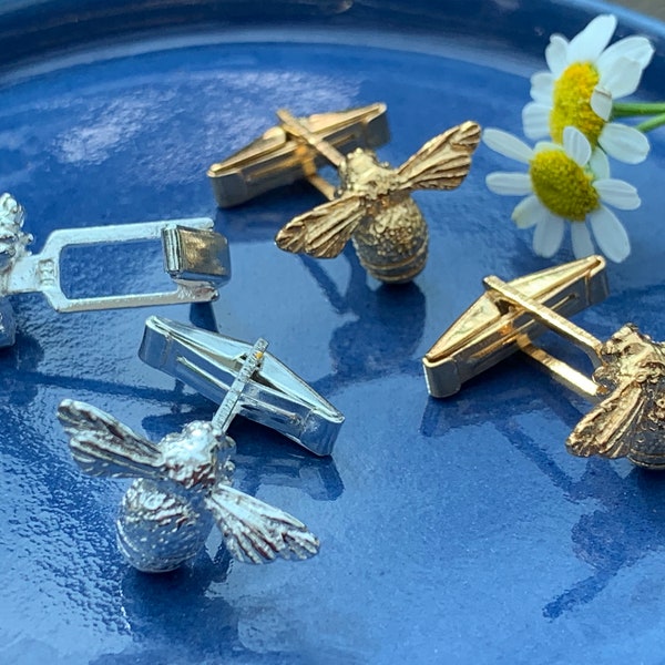 Solid silver Bee Cufflinks