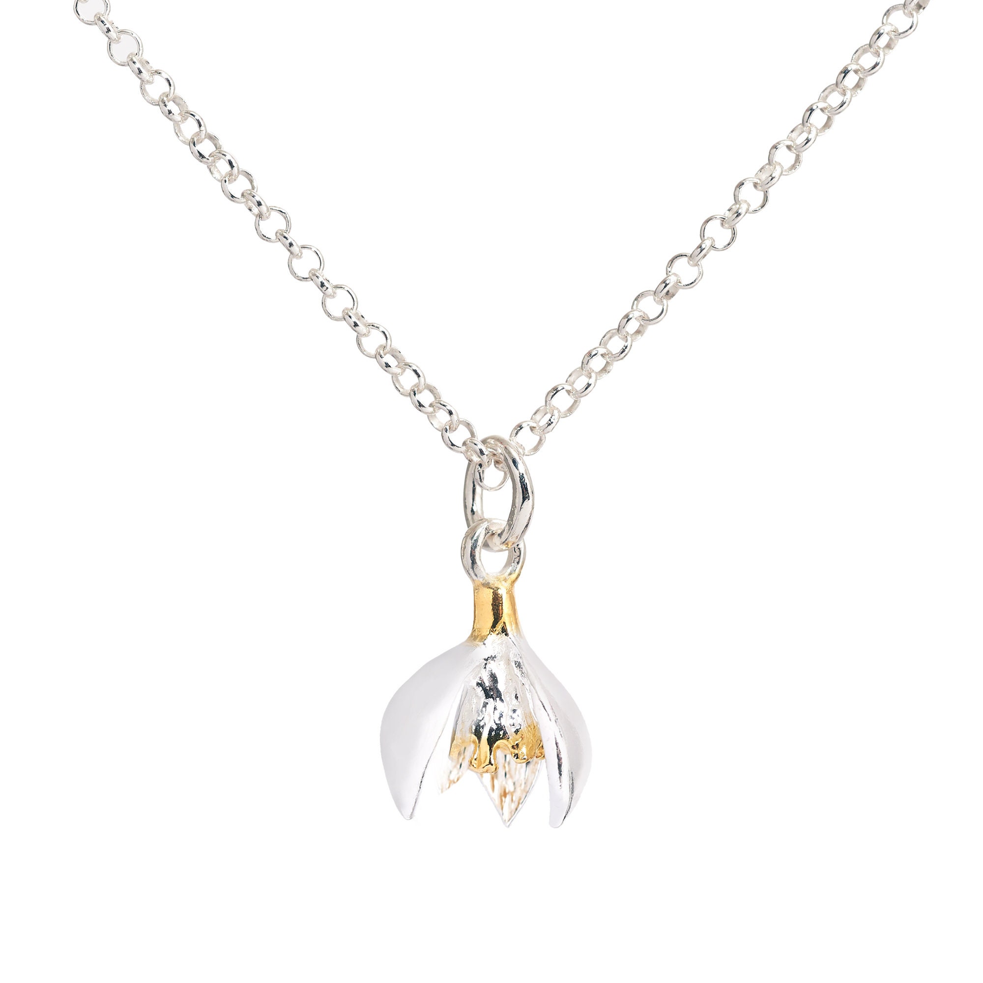 Snowdrop Pendant January Birth Flower Spring Flower Silver
