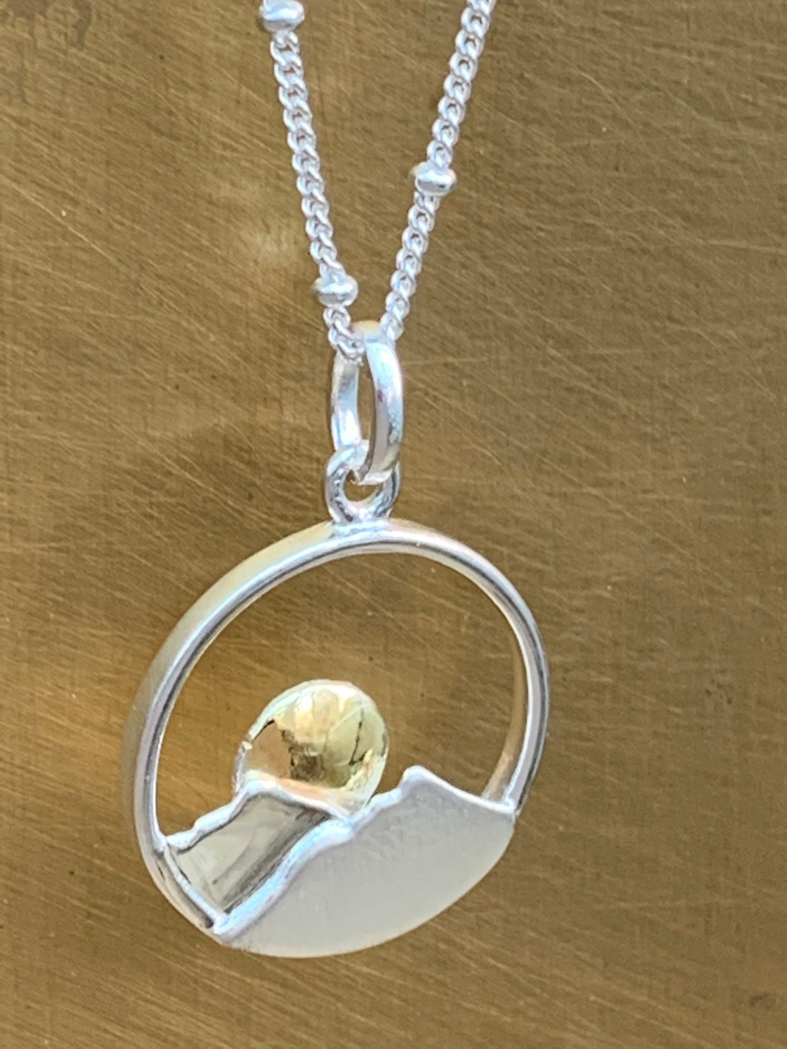 New Day Necklace, sun rise necklace, mountain necklace, solid silver mountain necklace, new dawn necklace, hope necklace, solid silver