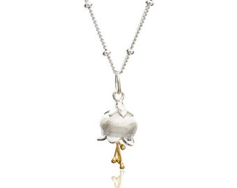 Lily Of The Valley Pendant, Handmade Sterling Silver May Birth Flower Necklace