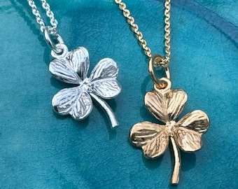 Sterling Silver Shamrock Pendant: Good Luck Clover Necklace