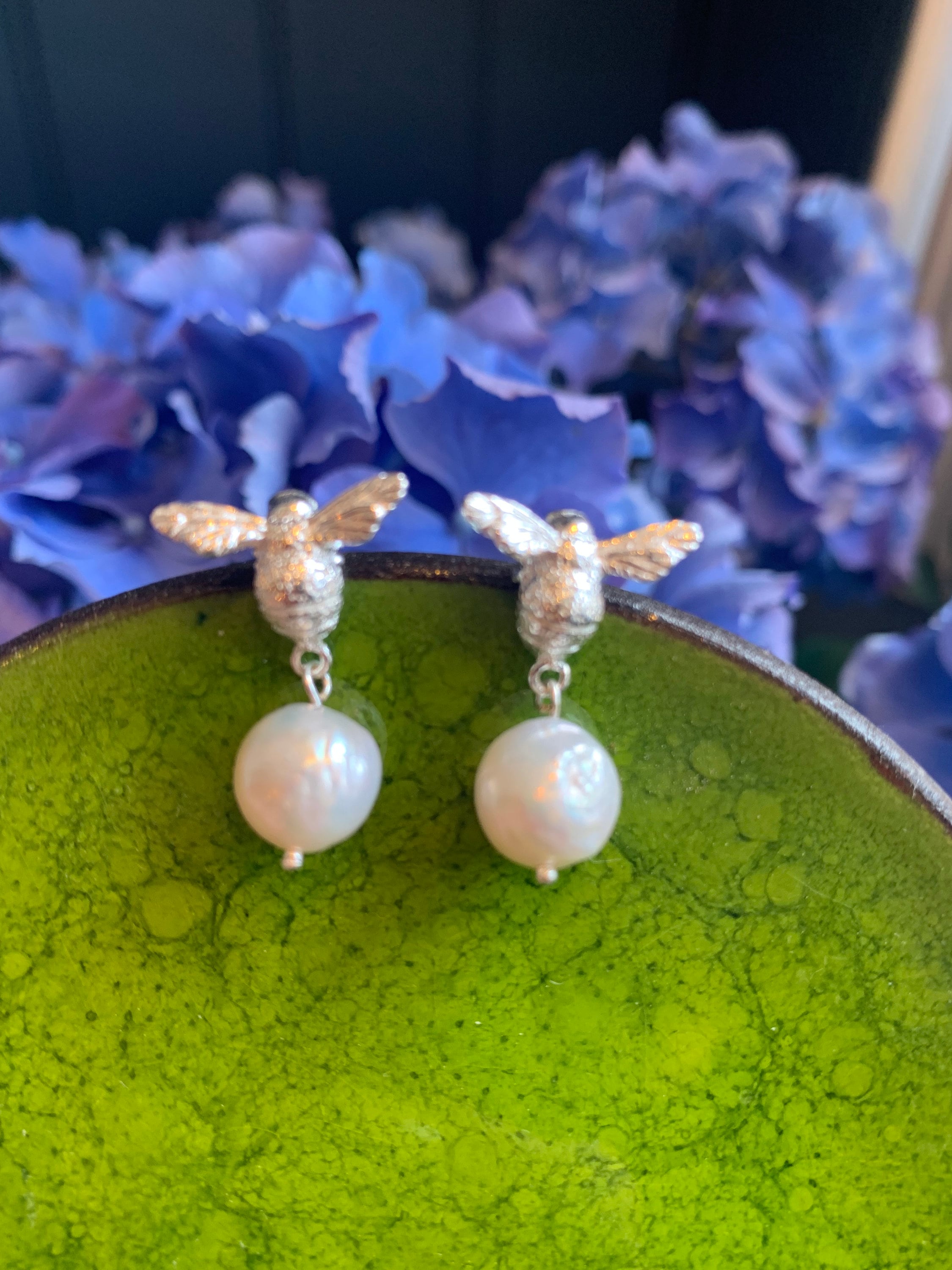 Pearl 2024 bee earrings