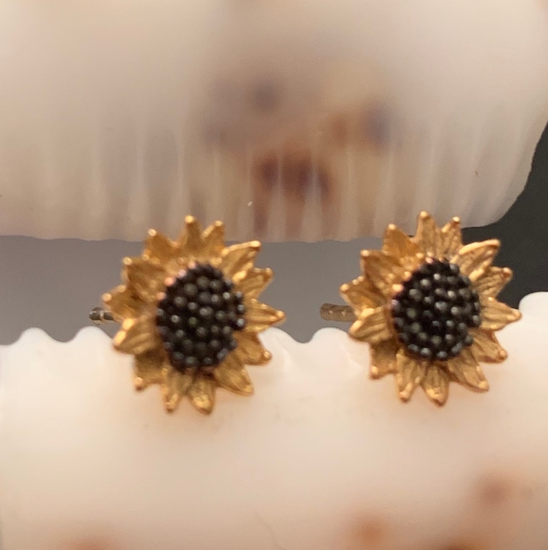 Sunflower Stud Earrings Silver Sunflower Studs Flower Etsy