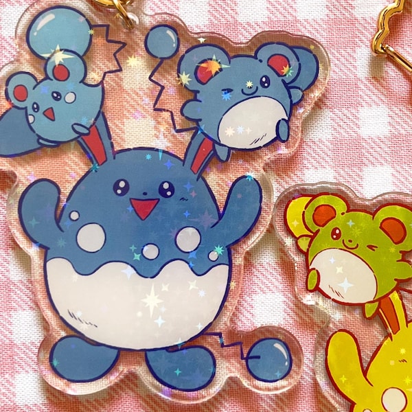 Marill Azurill and Azumarill Pokemon Keychain
