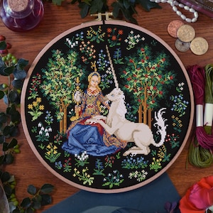 The Lady and the Unicorn Cross Stitch Pattern PDF – Medieval Tapestry Embroidery