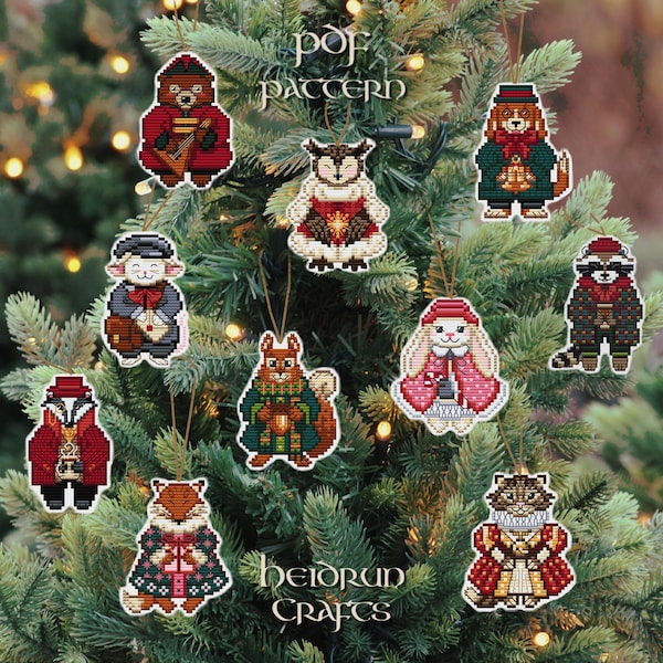 Furry Friends Christmas Ornaments – Cross Stitch Pattern PDF
