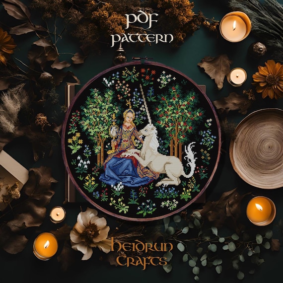 Tapisserie Au Canevas Dame à La Licorne Fait Main Au Demi-point De Croix
