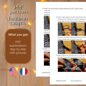 Puede incluir: Un patr&oacute;n PDF para un poncho de crochet con instrucciones e im&aacute;genes. El patr&oacute;n est&aacute; disponible en ingl&eacute;s y franc&eacute;s. El poncho se llama "Moon and Stars Poncho".