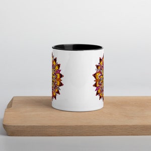 Desert Sun Mandala Mug with Color Inside Original Design Mandala Art Perfect Gift Bohemian Gift image 3