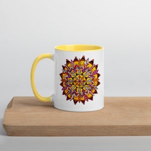 Desert Sun Mandala Mug with Color Inside Original Design Mandala Art Perfect Gift Bohemian Gift image 9