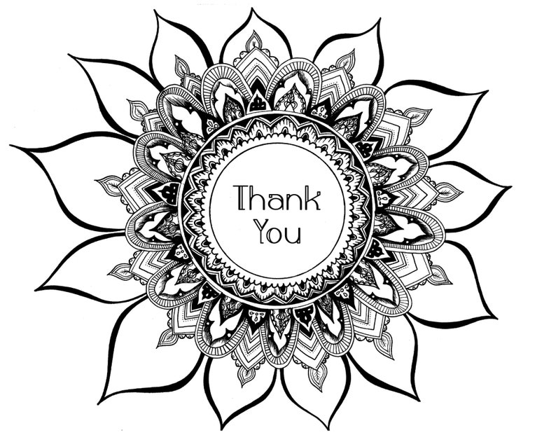 Thank You Cards Hand Drawn Mandala Tiny Cards Mandala - Etsy