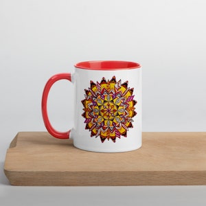 Desert Sun Mandala Mug with Color Inside Original Design Mandala Art Perfect Gift Bohemian Gift image 7