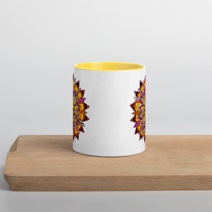 Desert Sun Mandala Mug with Color Inside Original Design Mandala Art Perfect Gift Bohemian Gift image 2