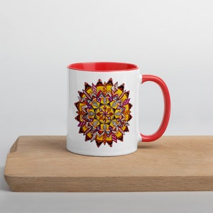 Desert Sun Mandala Mug with Color Inside Original Design Mandala Art Perfect Gift Bohemian Gift image 8