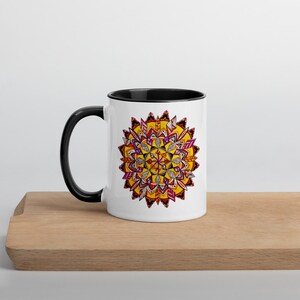 Desert Sun Mandala Mug with Color Inside Original Design Mandala Art Perfect Gift Bohemian Gift image 4