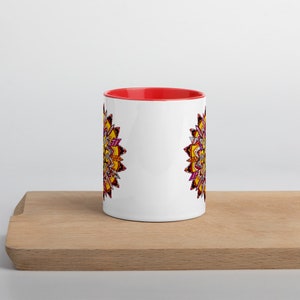 Desert Sun Mandala Mug with Color Inside Original Design Mandala Art Perfect Gift Bohemian Gift image 6