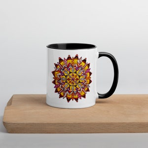 Desert Sun Mandala Mug with Color Inside Original Design Mandala Art Perfect Gift Bohemian Gift image 5