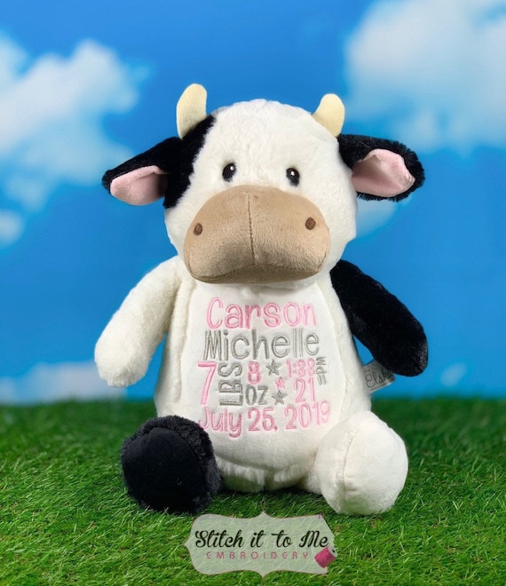 Personalized Stuffed Cow Embroidered Cow Stuffed Animal Etsy