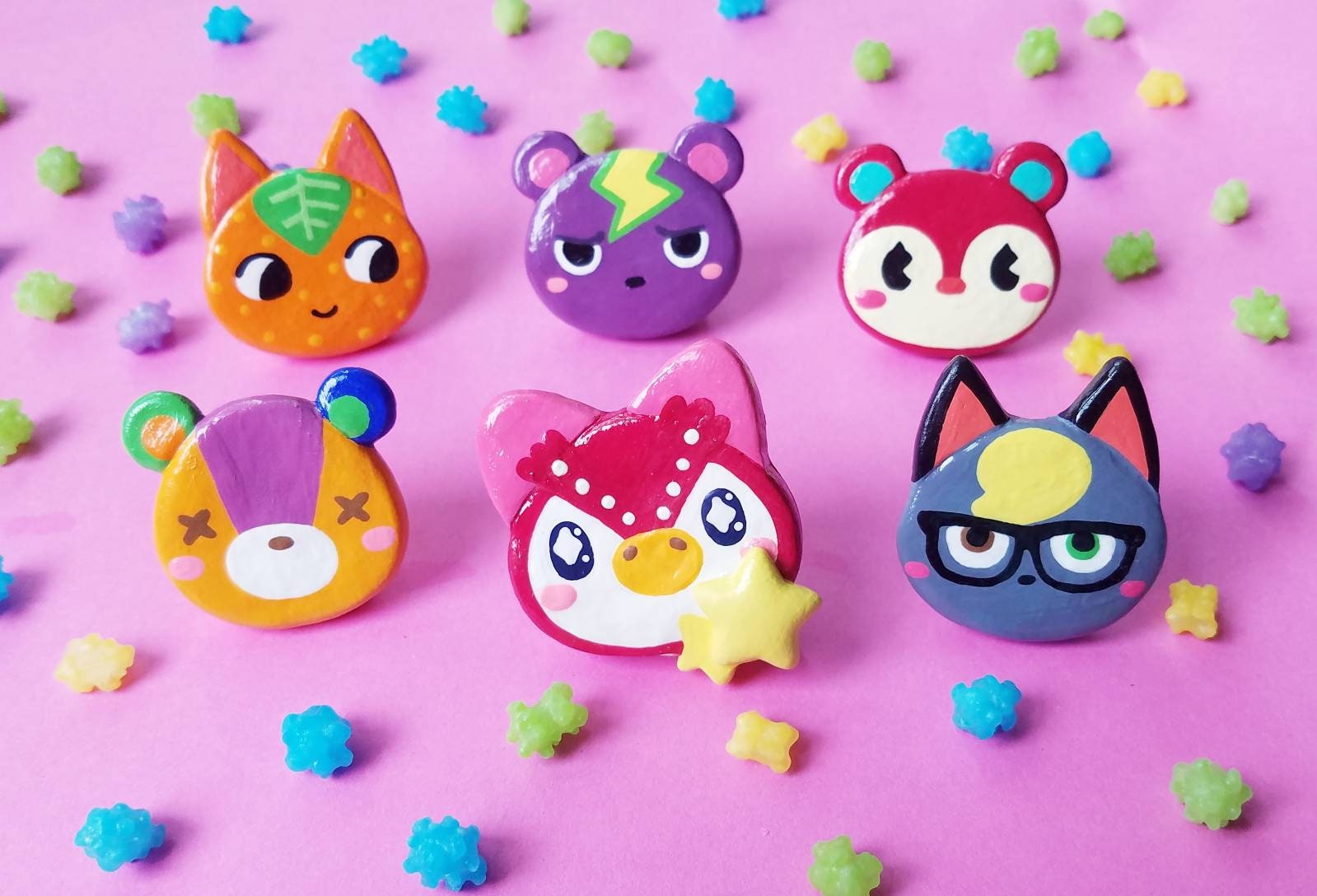 Animal Crossing Polymer Clay Pins Set B Etsy UK