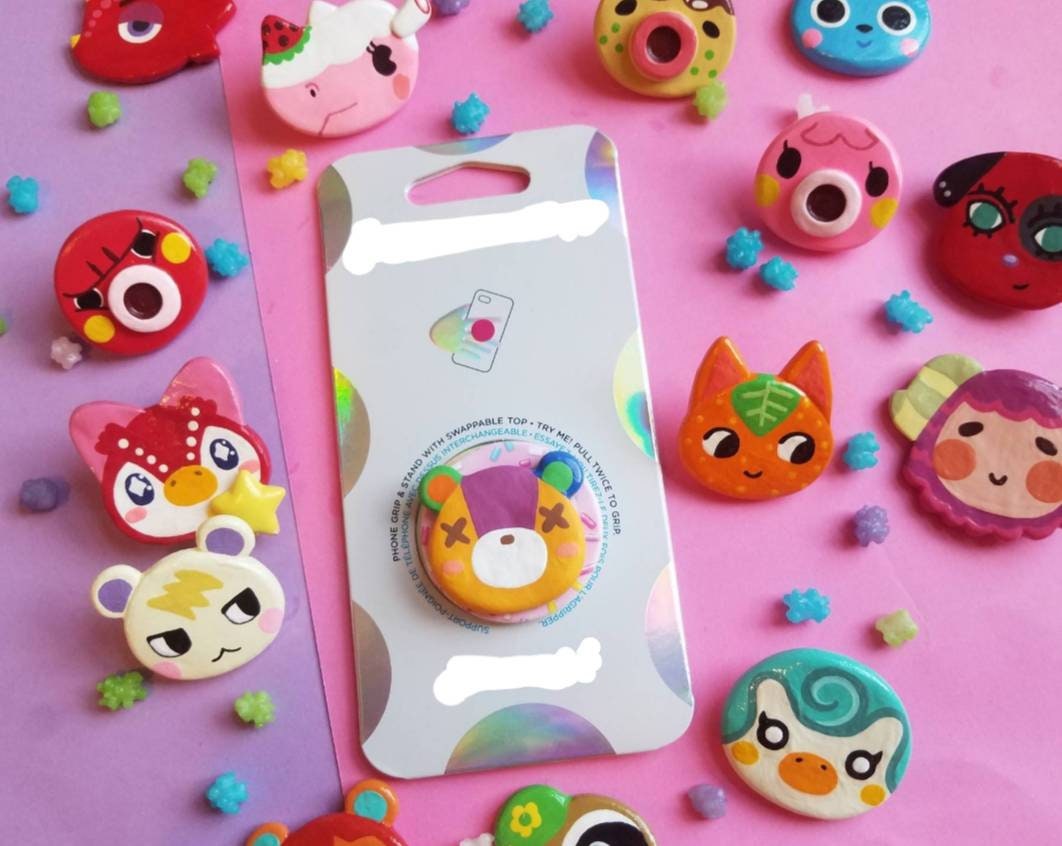 Animal Crossing Phone Grip -Polymer Clay