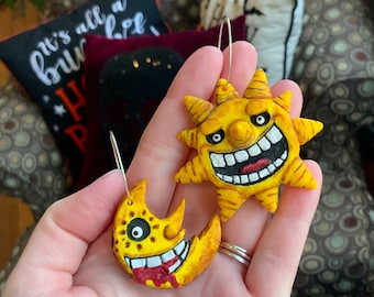 Soul Eater Sun and Moon Hoop Earrings