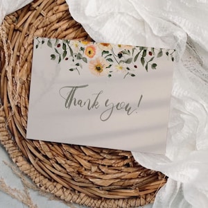 Biglietto d'auguri con cartolina d'auguri floreale acquerello grazie 4x6