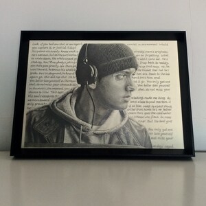Dibujo a lápiz original de película de rapero, tamaño A4 (8,3 x 11,7 pulgadas), póster de arte cinematográfico, rap, hip-hop, obra de arte hecha a mano.