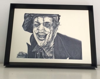 Jack Nicholson Joker pencil drawing art A4 (8,3 x 11,7 inches) print of drawing - joker batman movie jack nicholson handmade artwork poster