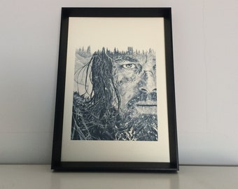 The Revenant pencil drawing art A4 (8,3 x 11,7 inches) print of drawing - movie leonardo di caprio actor handmade artwork poster