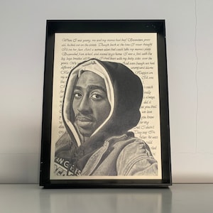 Rapper ORIGINAL A4 (8,3 x 11,7 Zoll) Bleistiftzeichnung - Hiphop Rap Art handgemachtes Kunstwerk Poster