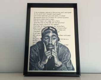 2Pac - Changes pencil drawing art A4 (8,3 x 11,7 inches) print of drawing - tupac tupac shakur rap hiphop handmade artwork poster