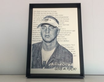Eminem pencil drawing art A4 (8,3 x 11,7 inches) print of a drawing - rap hiphop marshall mathers slim shady handmade artwork poster