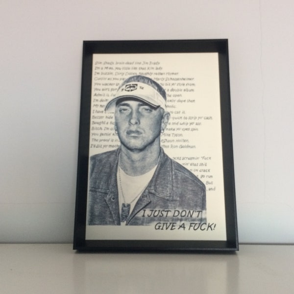 Eminem pencil drawing art A4 (8.3 x 11.7 inches) print of a drawing - rap hip hop marshall mathers slim shady handmade artwork poster