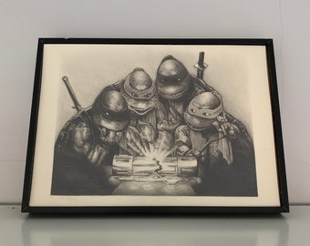 Ninja Turtles ORIGINAL A4 (8,3 x 11,7 inches) pencil drawing - teenage mutant ninja turtles tmnt comics art handmade artwork poster