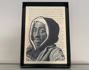 2Pac - Dear Mama pencil drawing art A4 (8,3 x 11,7 inches) print of drawing - tupac tupac shakur rap hiphop handmade artwork poster