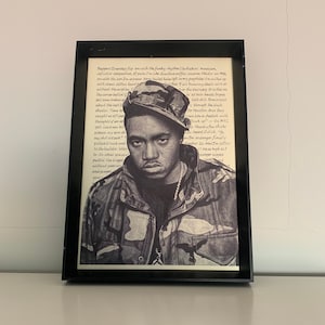 Dibujo a lápiz de rapero, impresión artística A4 (8,3 x 11,7 pulgadas), dibujo - póster de obra de arte hecha a mano de rap hiphop