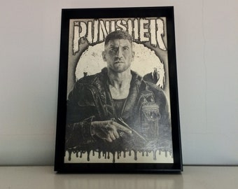 The Punisher ORIGINAL A4 (8,3 x 11,7 inches) pencil drawing - art marvel netflix show handmade artwork poster