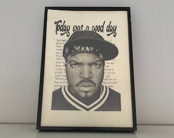Ice Cube ORIGINAL A4 (8,3 x 11,7 inches) pencil drawing - hiphop rap ice cube art handmade artwork poster