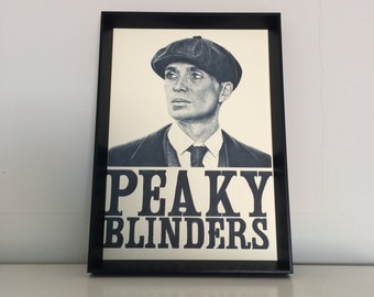 Peaky Blinders pencil drawing art A4 (8,3 x 11,7 inches) print of drawing - thomas shelby show netflix tommy shelby handmade artwork poster