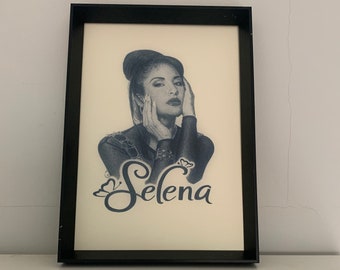 Selena Quintanilla pencil drawing art A4 (8,3 x 11,7 inches) print of drawing - singer model icon handmade artwork poster