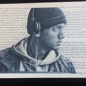 Rapper pencil drawing art A4 (8.3 x 11.7 inches) print of drawing - rap hiphop handmade artwork poster image 5
