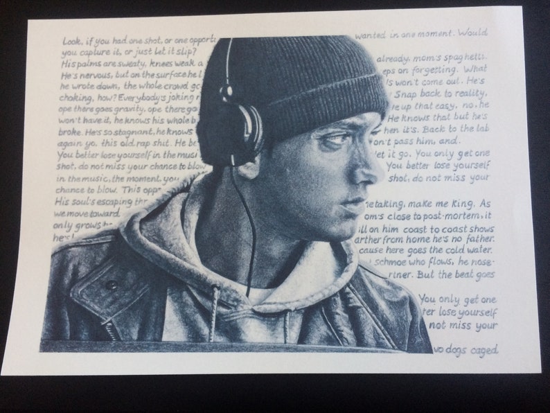 Rapper pencil drawing art A4 (8.3 x 11.7 inches) print of drawing - rap hiphop handmade artwork poster image 5
