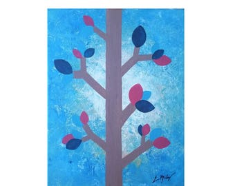 Modern tree canvas painting: Original canvas, Tree Painting, Modern art, Acrylic Painting, Nature art