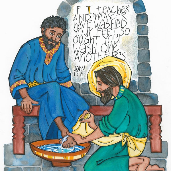 Jesus Washing Feet Art - Etsy