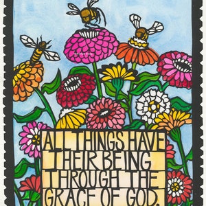 Pakket van 3 Julian of Norwich quote wenskaarten/enveloppen, gratis USPS Grnd Adv verzending in de VS, inspirerende kunst door Vicki Shuck